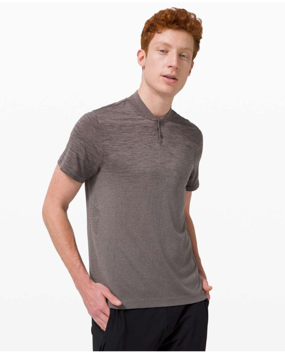Lululemon Metal Vent Breathe Colarless Polo in Graphite Grey / Lunar Rock // XL